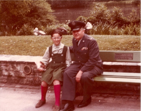 Me (age 10) and my father at the Frankfurt Zoo (Air Force issue glasses! Zut alors!)
